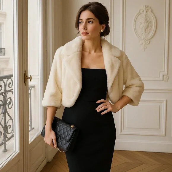 Louis Vuitton 100% Weasel Fur Cropped Jacket – Ivory – FR 38 (US 6) - Picture 2 of 16